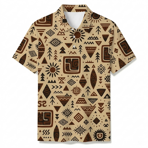 Men's Summer Khaki Icon Fashion Printed Polo Short-Sleeve
