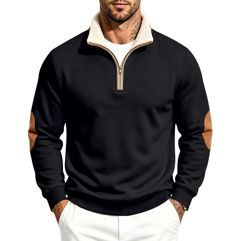 Men's Heavyweight Loose Fleece Lined Stand Collar Sherpa Sweatshirt