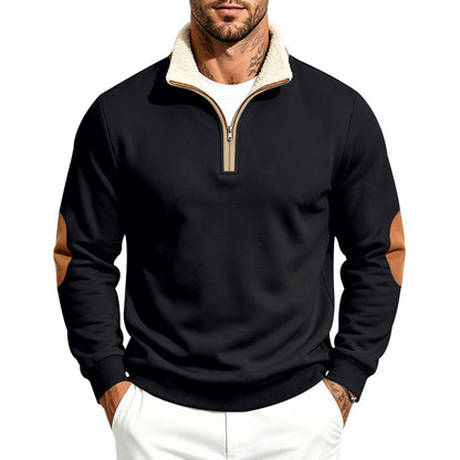 Men's Heavyweight Loose Fleece Lined Stand Collar Sherpa Sweatshirt