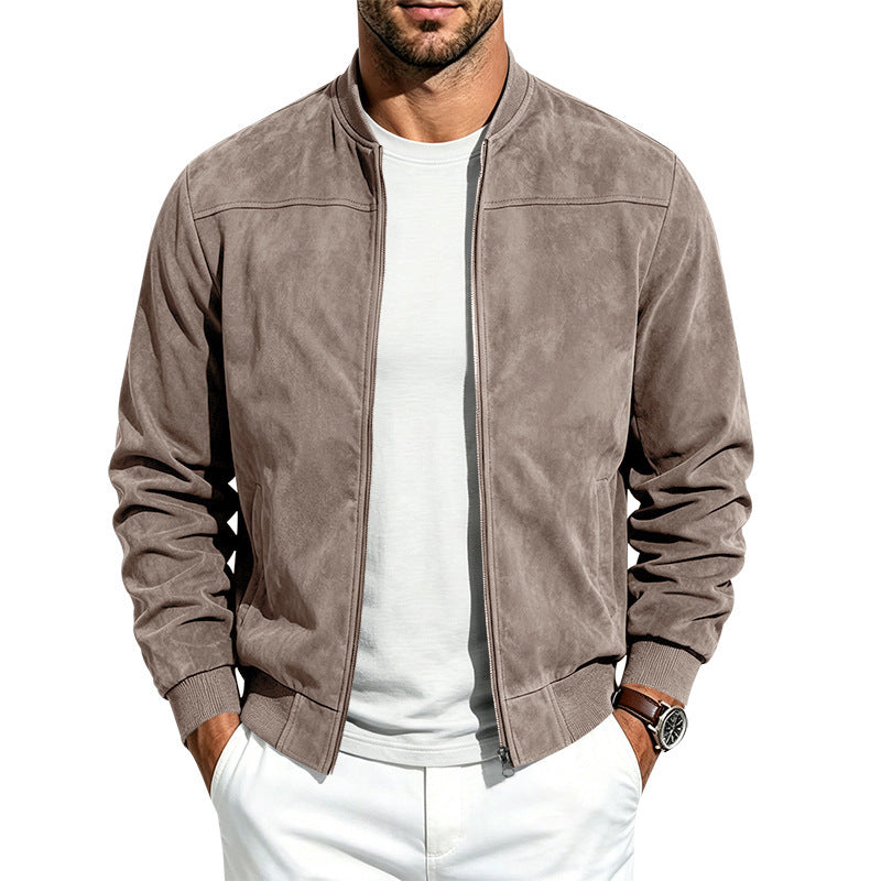 Men's Suede Long Sleeve Full-Zip Jacket