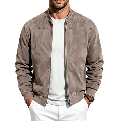 Men's Suede Long Sleeve Full-Zip Jacket