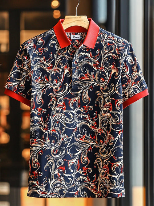 Men's Casual Business Button Short Sleeve Polo Shirt