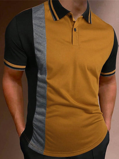 Printed Lapel Pullover Casual Polo Shirt