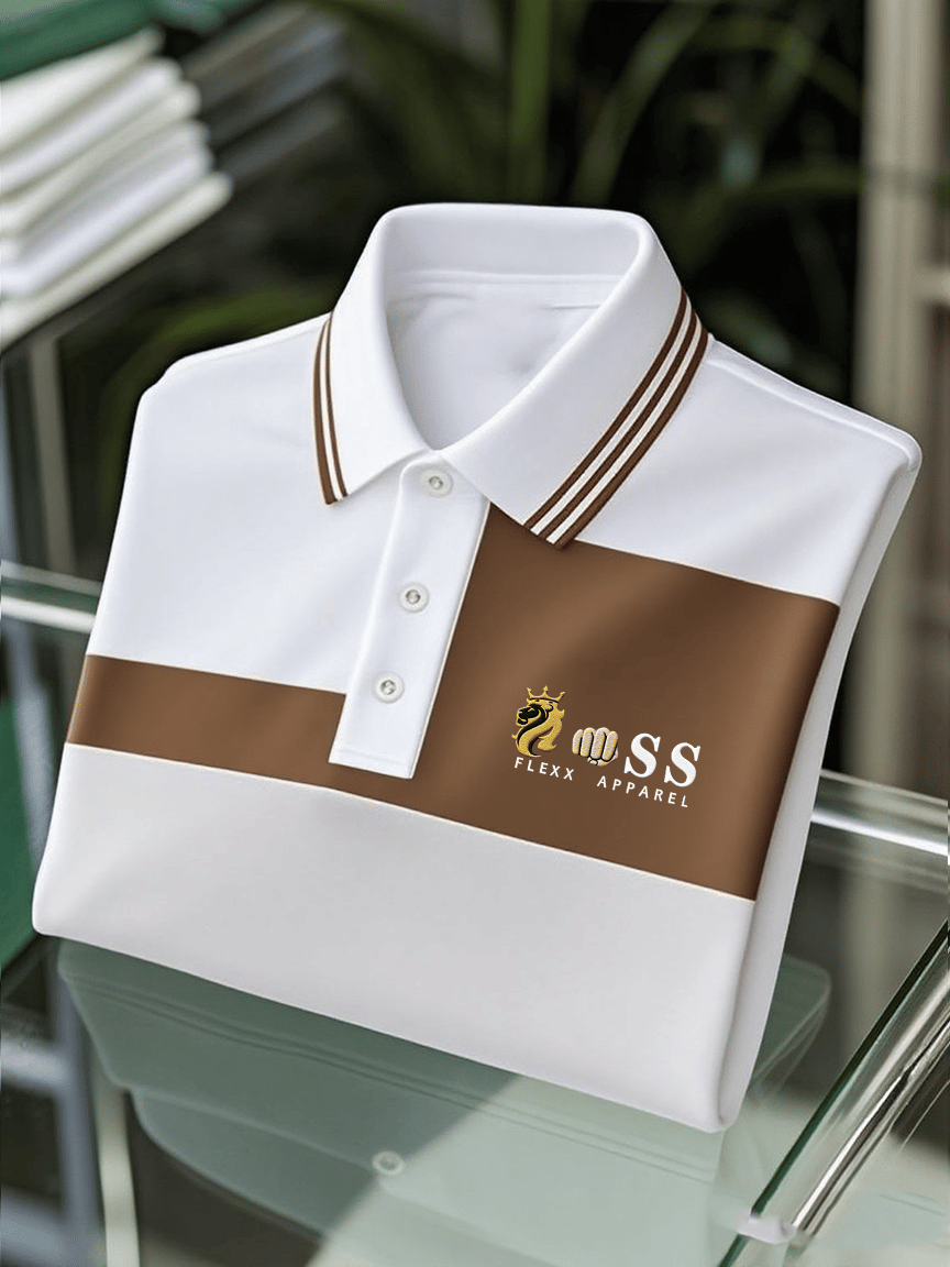 Men's Business Casual Printed Short Sleeve Polo Shirt
