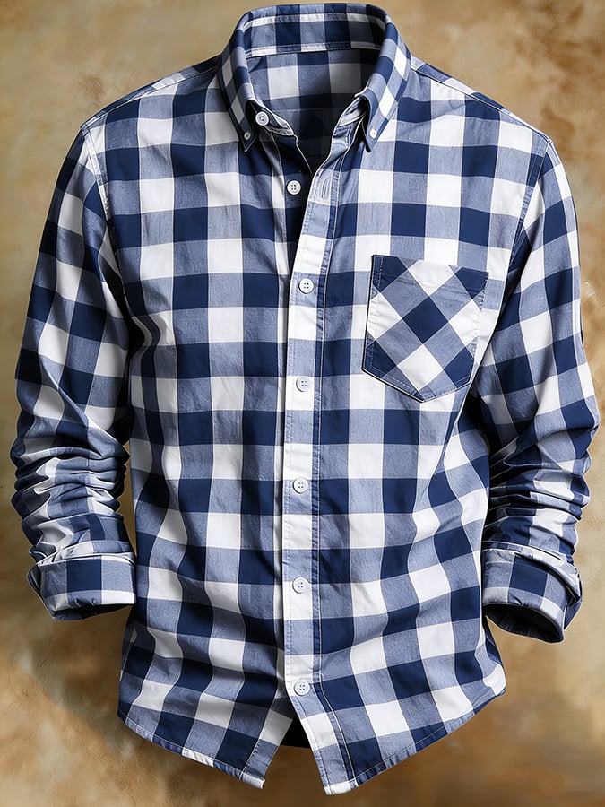 Men's Retro Abstract Art Print Comfortable Business Style Shirt
