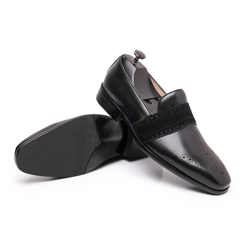 Business Casual Patchwork Flat Bottom Top Layer Cowhide Men'S Leather Shoes