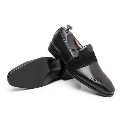 Business Casual Patchwork Flat Bottom Top Layer Cowhide Men'S Leather Shoes