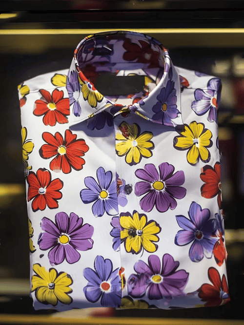 Men's Business Luxury Floral Print Short-sleeved Shirt