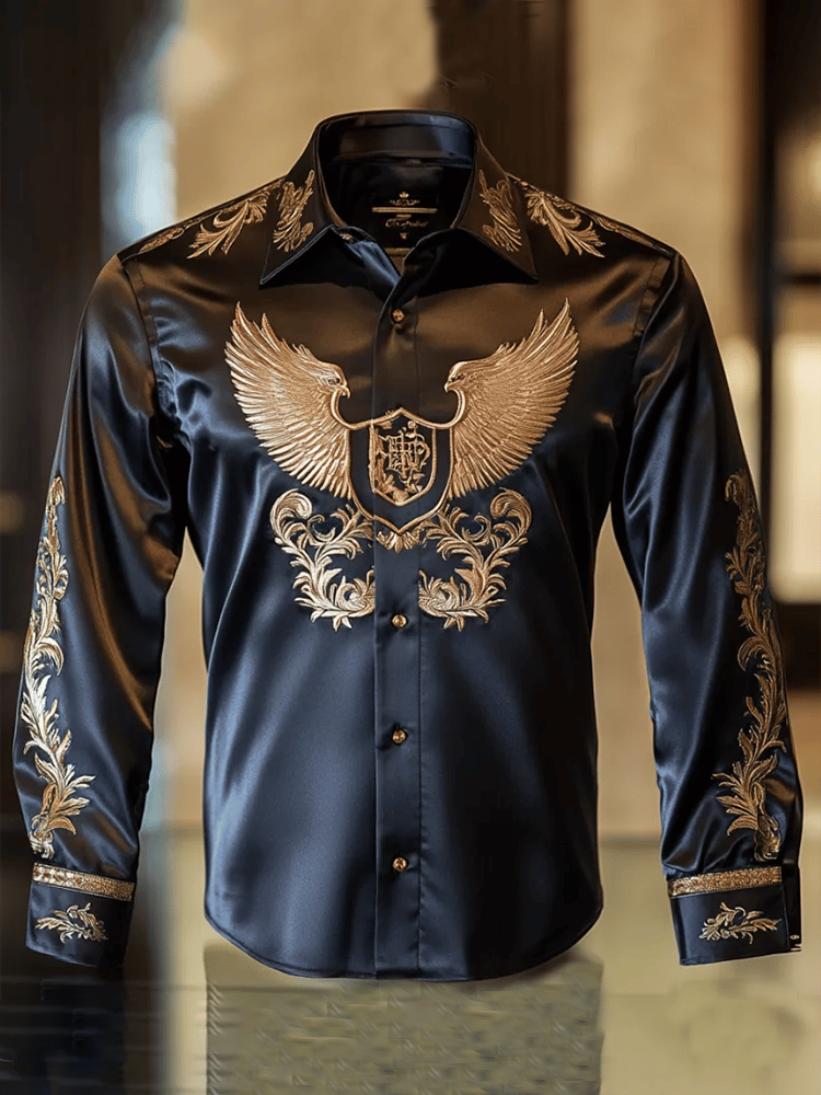 Men's Satin Luxe Long Sleeve Button Down Shirt