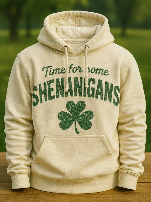 Men's St. Patrick's Day Retro Art Print Crew Neck Top