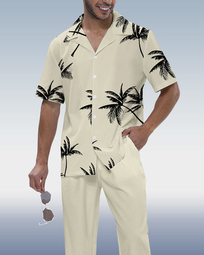 Rianmond Men's Hawaiian Print Short Sleeve Shirt Walking Set 3 Colors 415