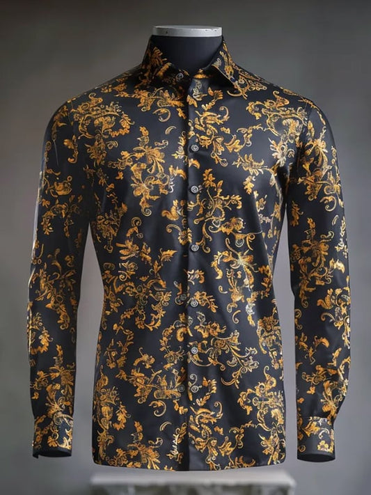 Men's Stripe Print Business Long Sleeve Shirt