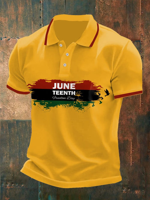 Mens Casual Juneteenth Print POLO Shirt