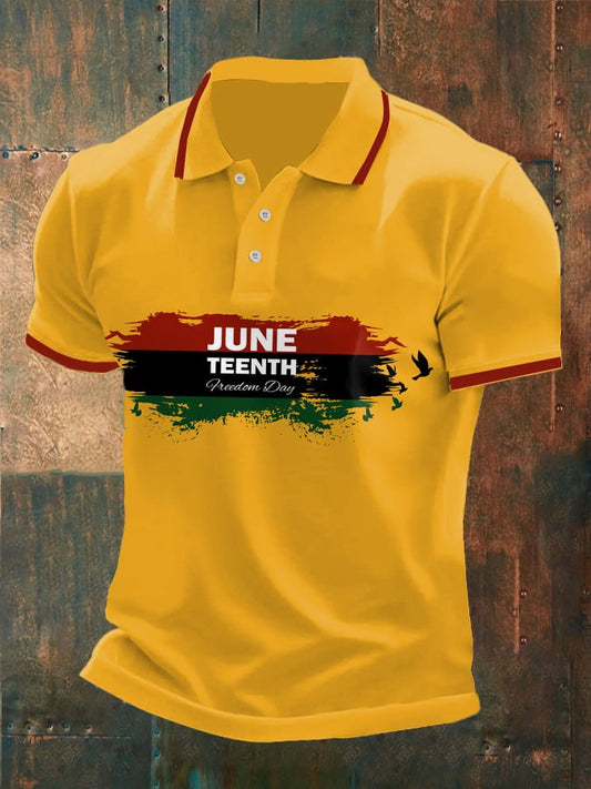 Mens Casual Juneteenth Print POLO Shirt