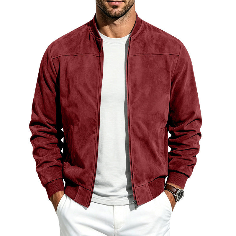 Men's Suede Long Sleeve Full-Zip Jacket