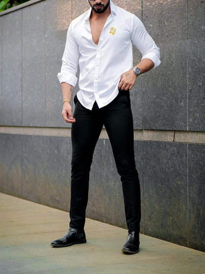 Men's Street Style Business Casual Printed Long Sleeve Shirt