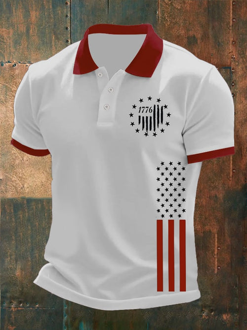 Men's 1776 Flag  Print Polo Shirt