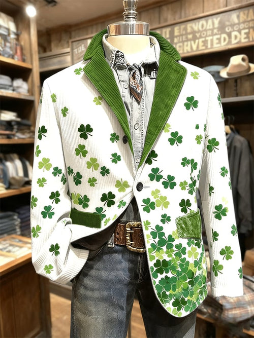 Men's Retro St. Patrick's Day Print Casual Blazer