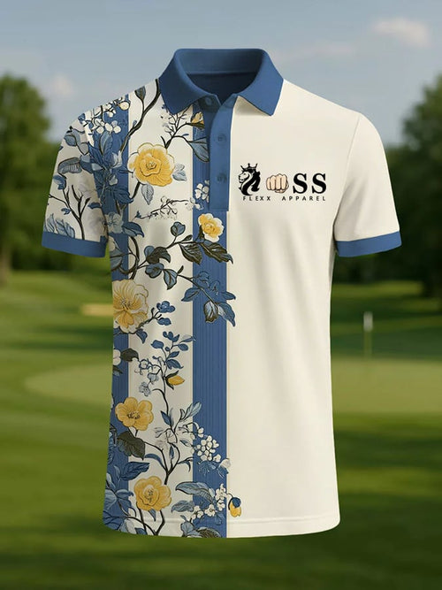 Men's Retro Letter Design Printed Casual Polo Shirt