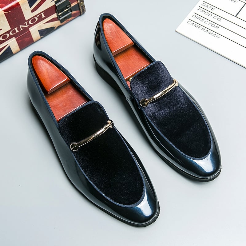 Fashion British Style Solid Color Patent Leather Suede Business Casual Leather Shoes