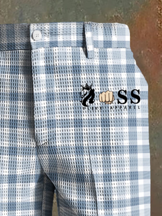 Men's Casual Plaid Waffle Pants