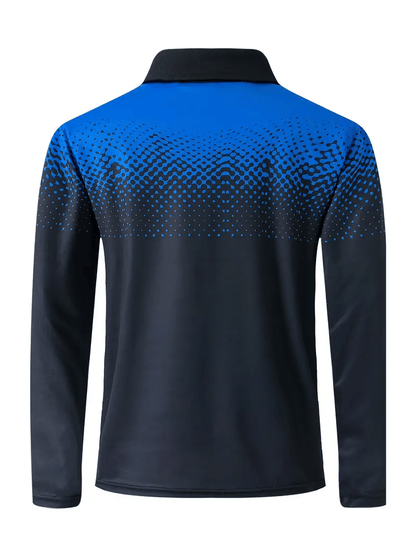 Men's Business Casual Striped Long-Sleeved Polo Shirt