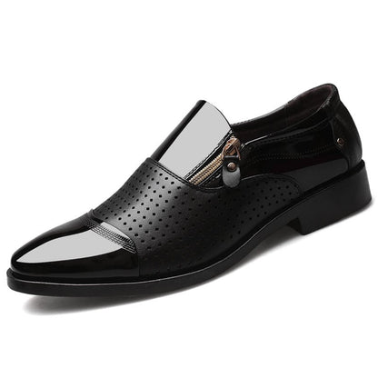 Men'S Business Leather Shoes Slip-On Sandals Hollow Out Single Shoes