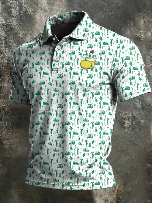 Men's Casual Golf-Print Polo Shirt