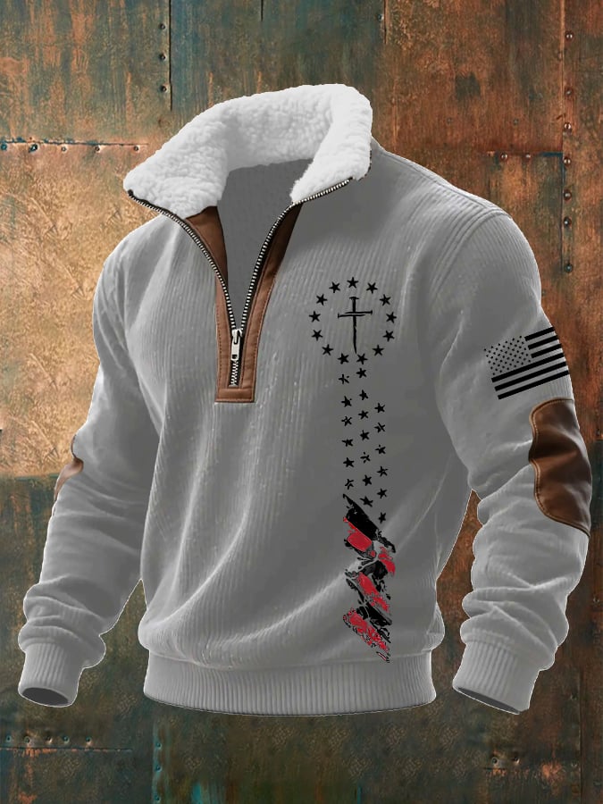 Men's Casual Faith Retro Textured Sweatshirt