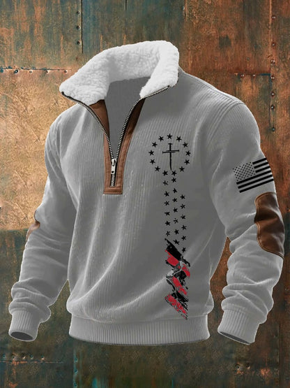 Men's Casual Faith Retro Textured Sweatshirt