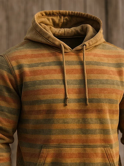 Men's Retro Distressed Color Block Print Casual Long Sleeve Sweatshirt
