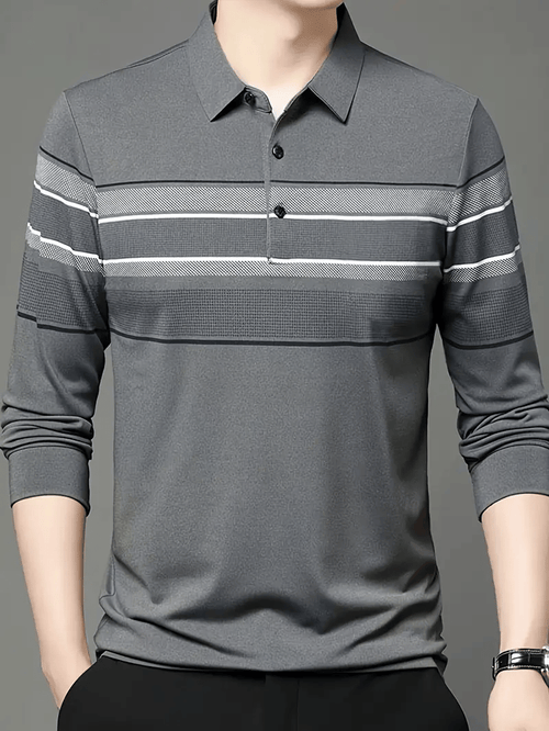 Men's Christmas Casual Light Luxury Long Sleeve Polo Shirt