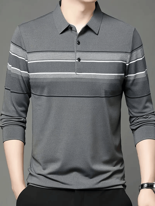 Men's Christmas Casual Light Luxury Long Sleeve Polo Shirt