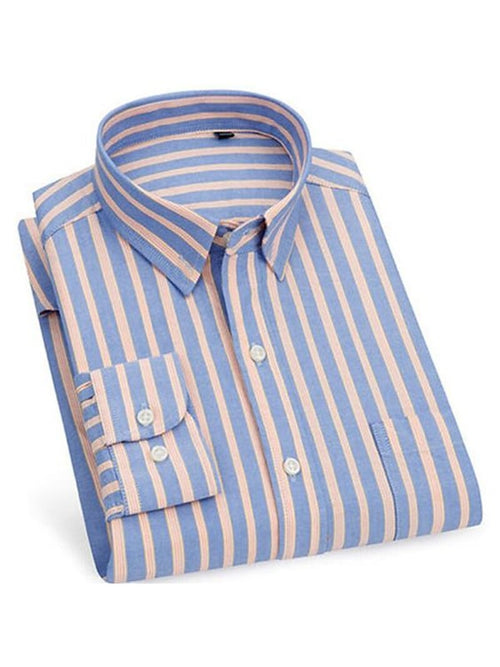 Men's Stripe Print Business Long Sleeve Shirt