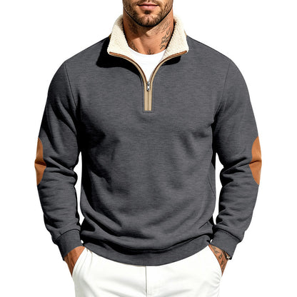 Men's Heavyweight Loose Fleece Lined Stand Collar Sherpa Sweatshirt