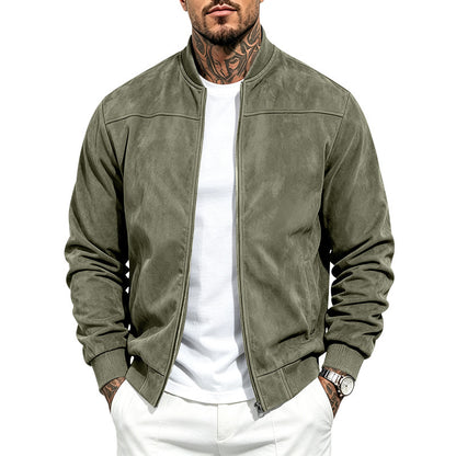 Men's Suede Long Sleeve Full-Zip Jacket