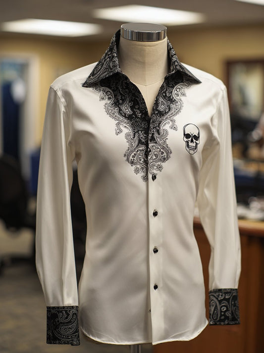 Men's Business Casual Skull Lapel Long Sleeve Shirt