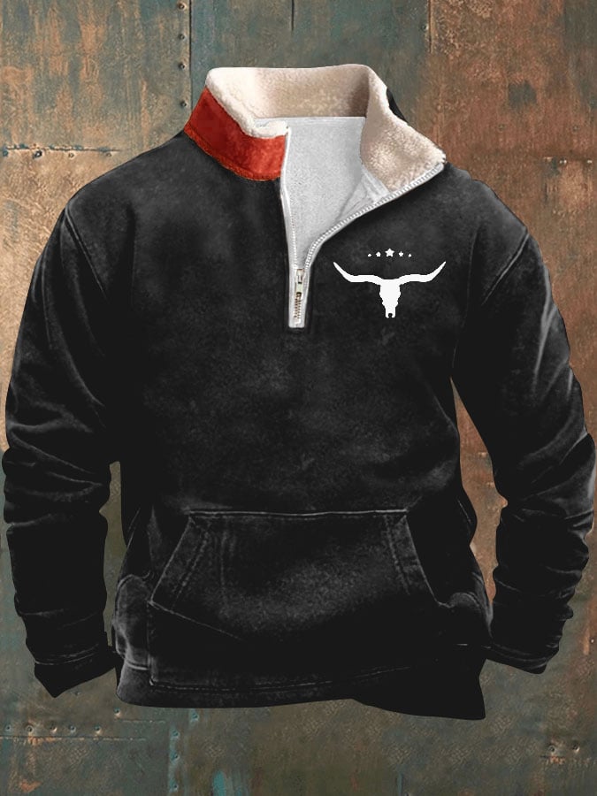 Men's Vintage Western Print Long Sleeve Sweatshirt