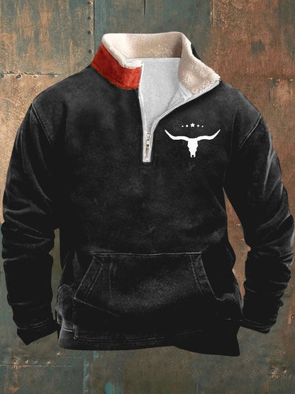 Men's Vintage Western Print Long Sleeve Sweatshirt