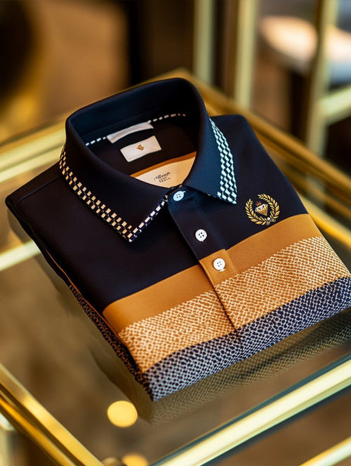 Men's Business Casual Artistic Button Short Sleeve Polo Shirt
