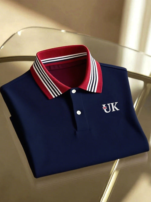 Men's Business Union Jack Casual Button Short Sleeve Polo Shirt