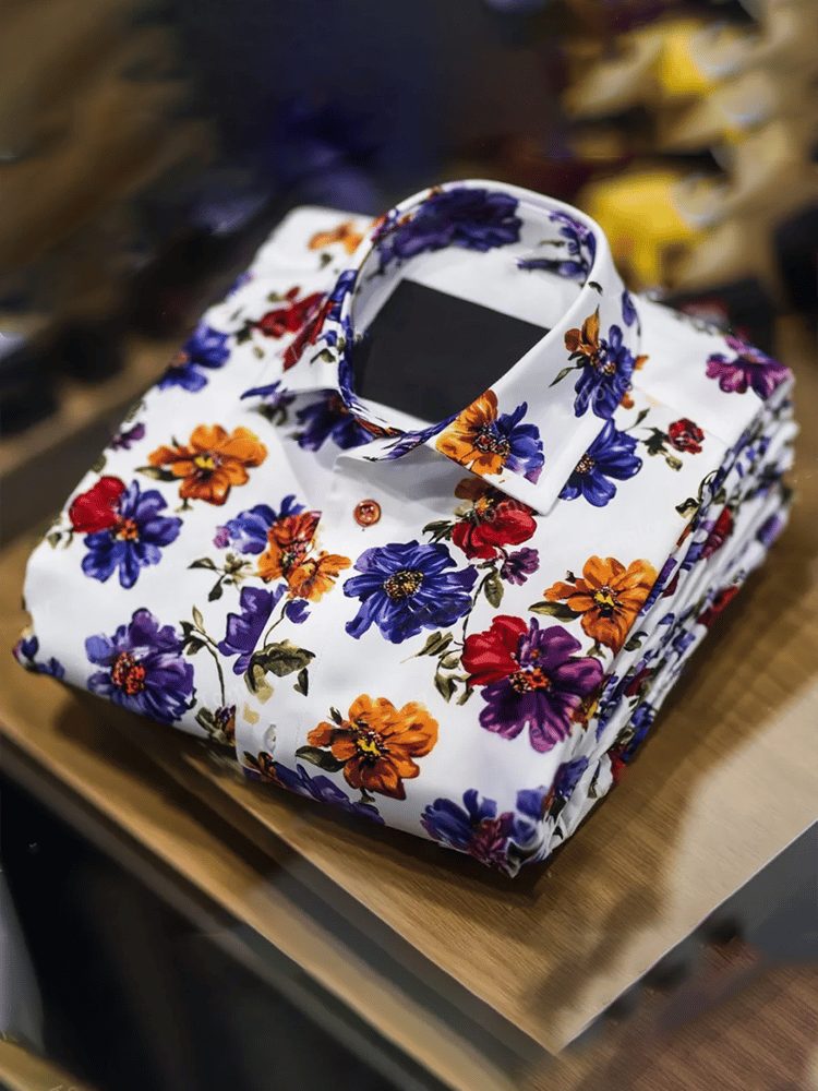 Men's Business Luxury Floral Print Short-sleeved Shirt