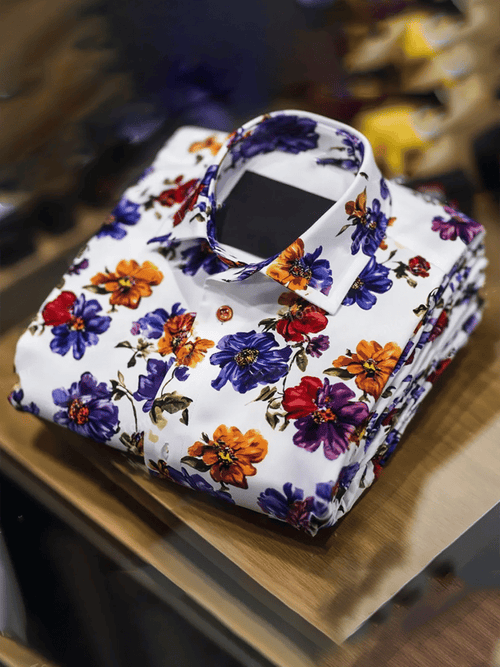 Men's Business Luxury Floral Print Short-sleeved Shirt