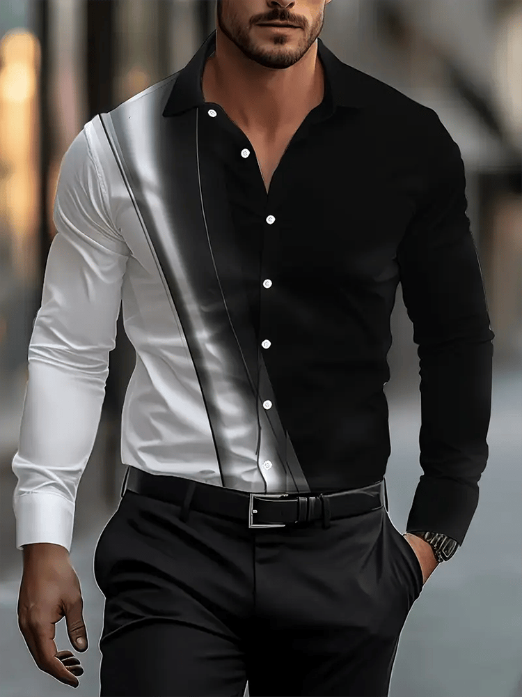 Men's Street Style Business Casual Printed Long Sleeve Shirt