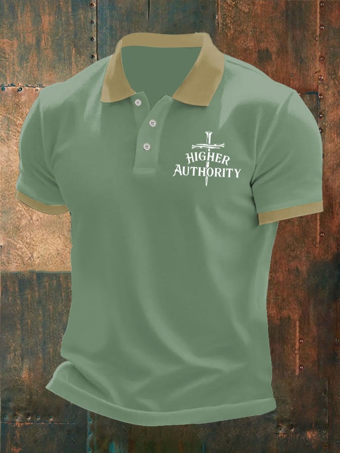 Men's Higher Authority Cross Nails Printed Casual Polo Shirt