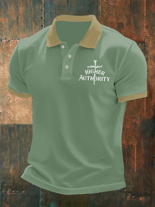 Men's Higher Authority Cross Nails Printed Casual Polo Shirt