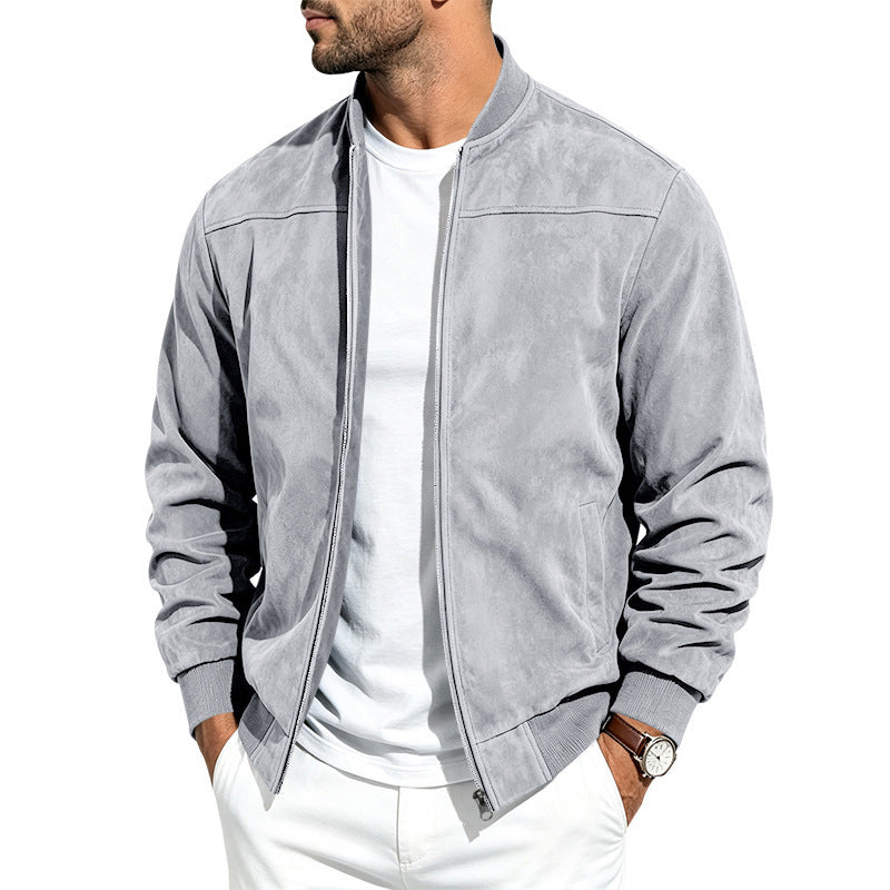 Men's Suede Long Sleeve Full-Zip Jacket