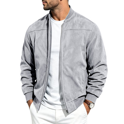 Men's Suede Long Sleeve Full-Zip Jacket
