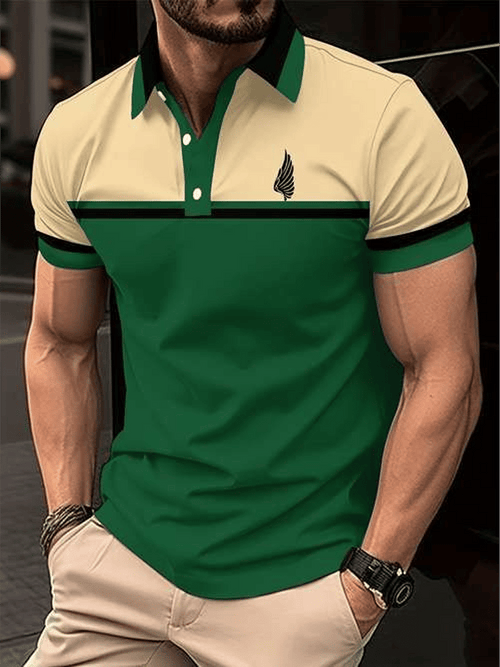 Men's Casual Business Button Short Sleeve Polo Shirt