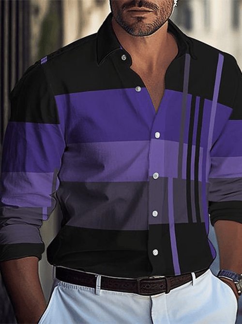 Men's Plaid Business Long Sleeve Shirt